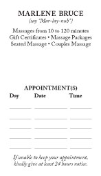 Back Country Massage business card back.