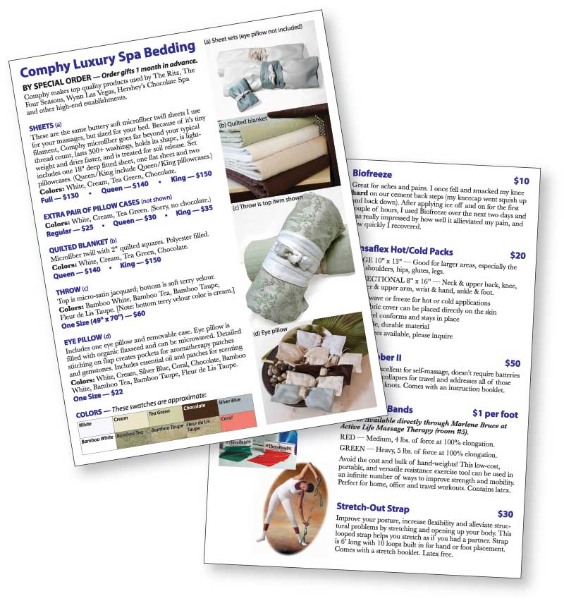 Spa catalog pages.