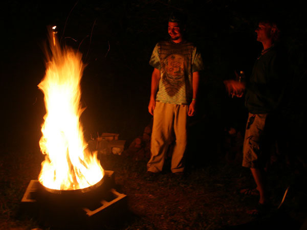 Kevin and neighbor by our fire.