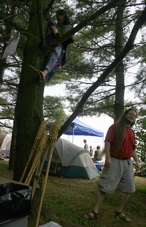 Frank, with Leah climbing a tree.