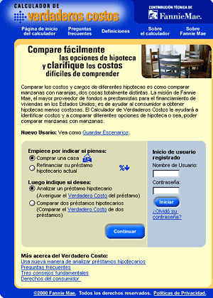 True cost calculator Spanish.