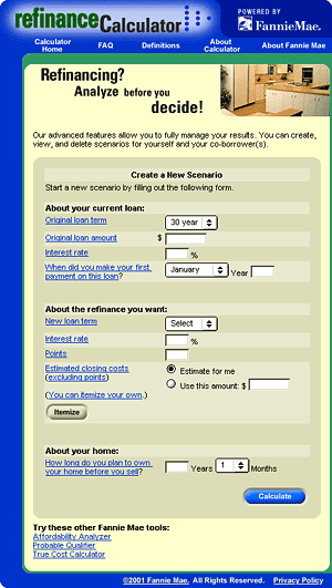 Refinance calculator home.